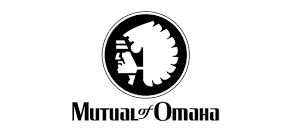 A black and white logo of mutual of omaha.